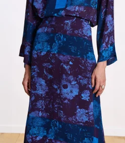 La Fée Maraboutée Geprinte pruim uitlopende midirok violet Sale