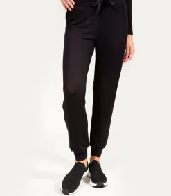 ISOTONER Geribde joggerbroek voor dames Zwart black Clearance