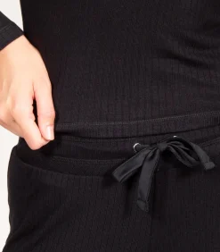 ISOTONER Geribde joggerbroek voor dames Zwart black Clearance