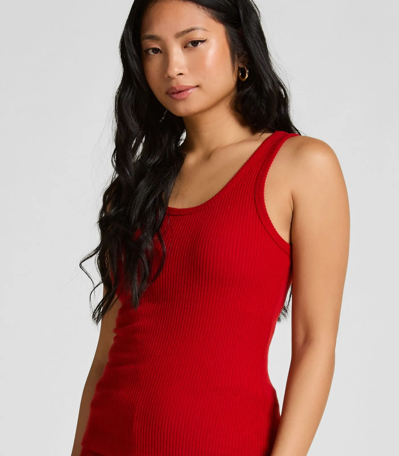 Hunkemöller Geribde singlet van geborstelde jersey red Online