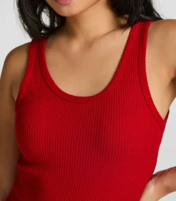 Hunkemöller Geribde singlet van geborstelde jersey red Online
