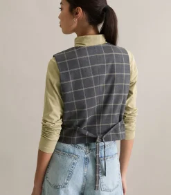 Marc O’Polo DENIM Geruit gilet regular darkGrey Outlet