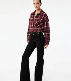 Koton Geruite Lange Mouwen Flanellen Oversized Shacket red Outlet