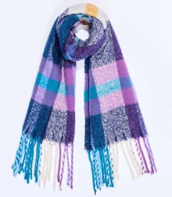 La Fiancée Geruite rechthoekige sjaal TIVA darkPurple Best