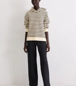 Marc O'Polo Gestreept sweatshirt met capuchon relaxed beige