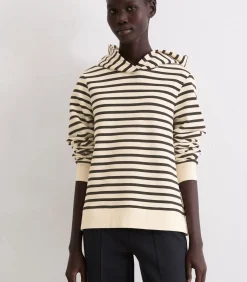 Marc O'Polo Gestreept sweatshirt met capuchon relaxed beige