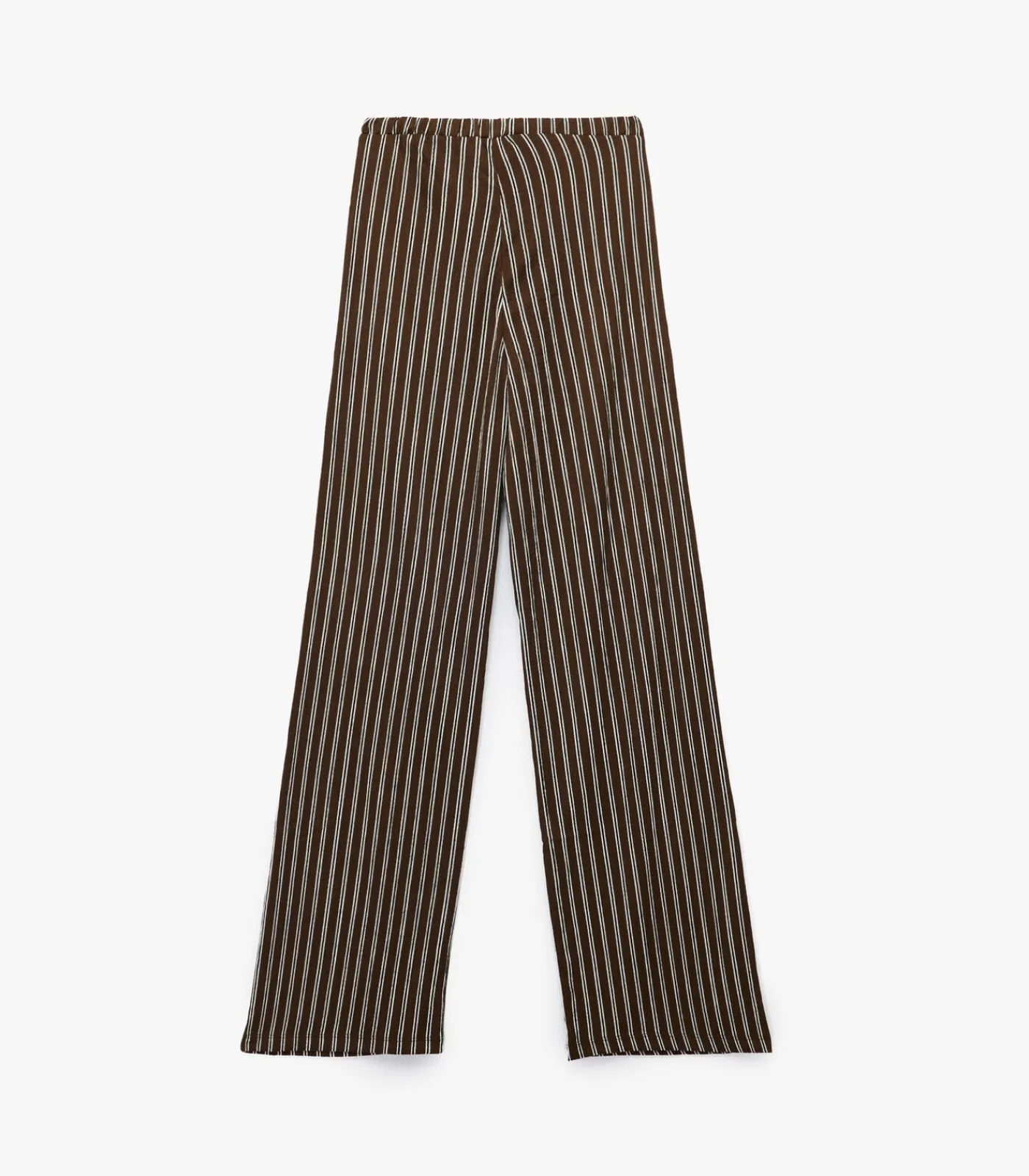 Koton Gestreepte Broek Hoge Taille Ceintuur brown Discount