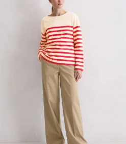 Marc O'Polo Gestreepte longsleeve relaxed red