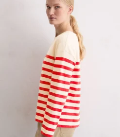 Marc O'Polo Gestreepte longsleeve relaxed red