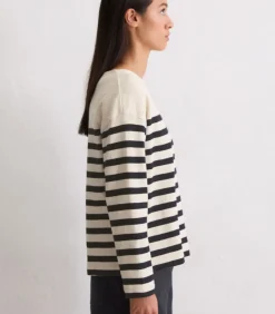 Marc O'Polo Gestreepte longsleeve relaxed blue Online