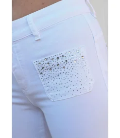 BLEU D'AZUR GIULIA - WITTE DENIM 7/8 JEANS white New