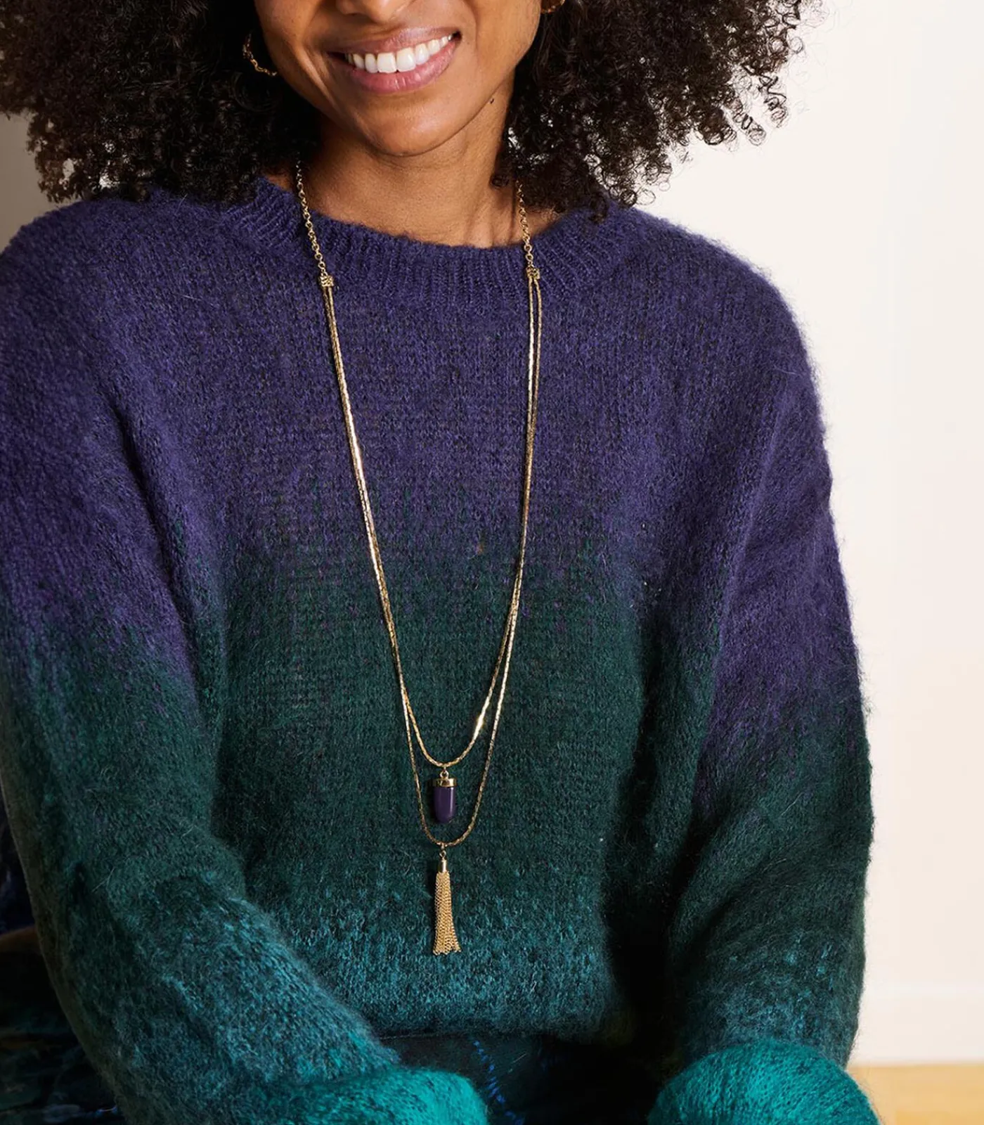 La Fée Maraboutée Gouden halsketting met meerdere strengen violet Discount