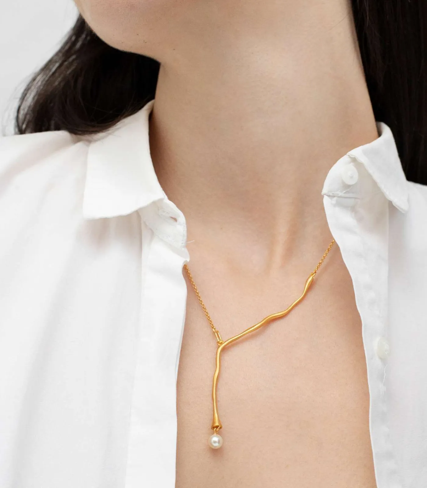 Joidart Gouden ketting Eclat met witte parel Outlet