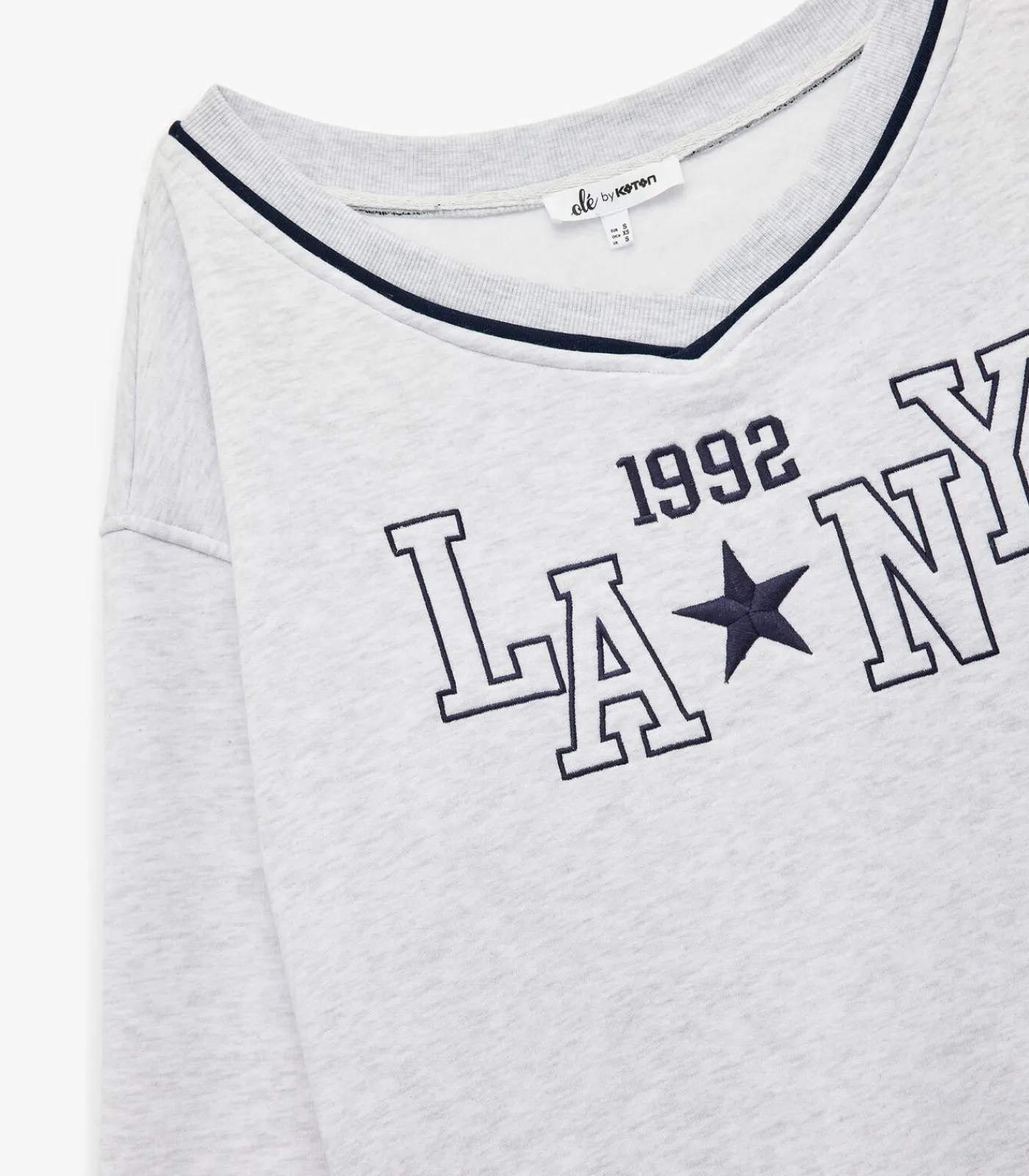 Koton Grijze Oversized Sweatshirt V-hals Lange Mouwen lightGrey Best