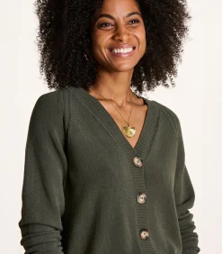 La Fée Maraboutée Groen fijn gebreid vest met V-hals khaki Discount
