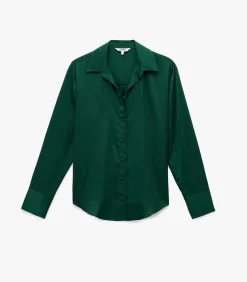 Koton Groene Satijnen Blouse Met Lange Mouwen green Outlet