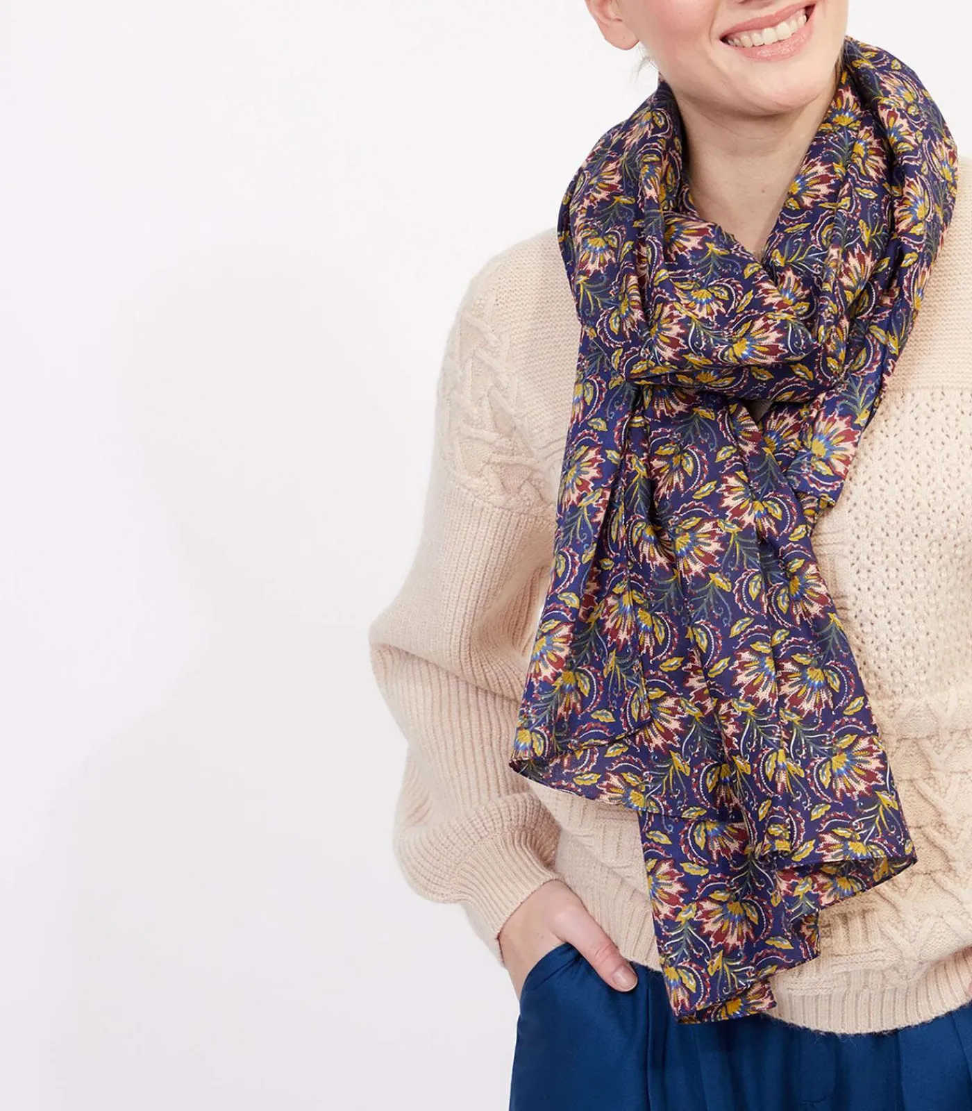 La Fiancée Grote vloeiende stola met print ABELA darkPurple Sale
