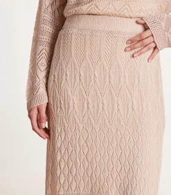 La Fée Maraboutée Halflange beige gehaakte rok lightBeige Clearance