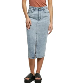 Urban Classics Halflange denim rok voor dames blue New