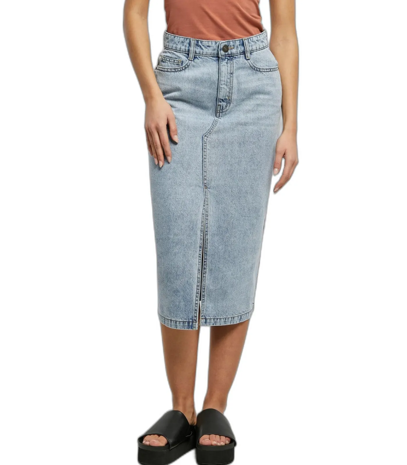 Urban Classics Halflange denim rok voor dames blue New