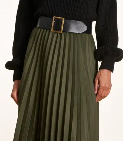 La Fée Maraboutée Halflange kaki plooirok van flanel khaki New