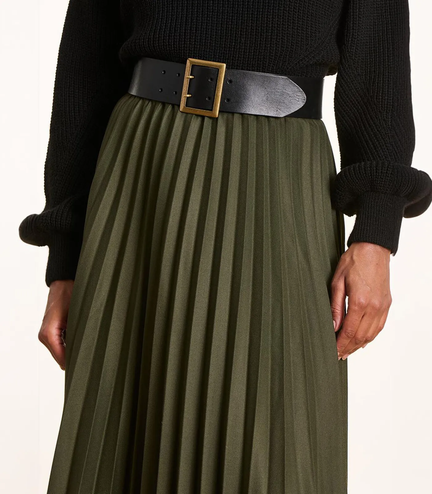 La Fée Maraboutée Halflange kaki plooirok van flanel khaki New