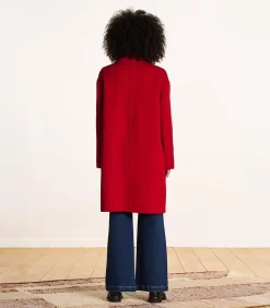 La Fée Maraboutée Halflange rode wollen mantel lightRed New