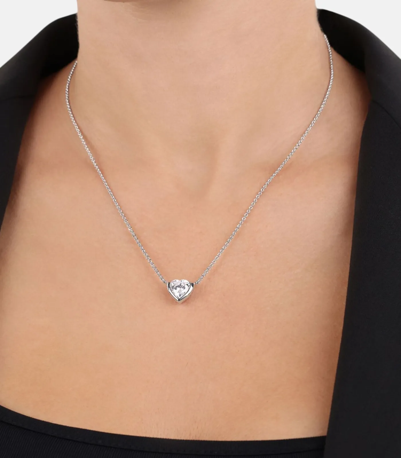 JOOP! Halsketting voor dames, 925 Sterling zilver, zirkonia synth. | Hart silver Hot