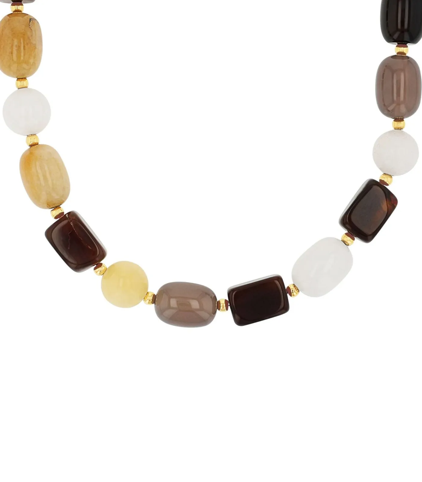 s.Oliver Halsketting voor dames, roestvrij staal, synthetische edelsteen, jade, agaat gold Outlet