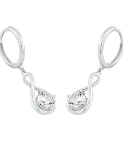 Amor hoepel oorbellen voor dames, 925 Sterling zilver, zirkonia synth. silver New