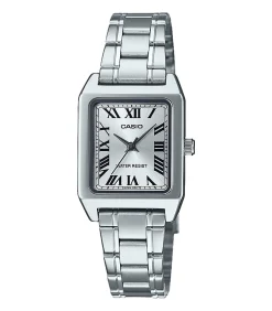 CASIO Horloge op stalen armband met wit kast LTP-B150D-7BEF silver New