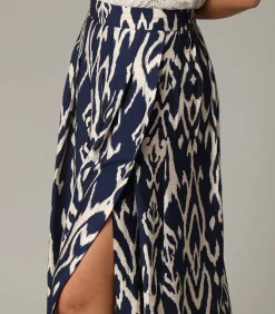 Deeluxe ILLIA - Midirok van viscose met etnische patronen en elastische taille navyBlue Sale