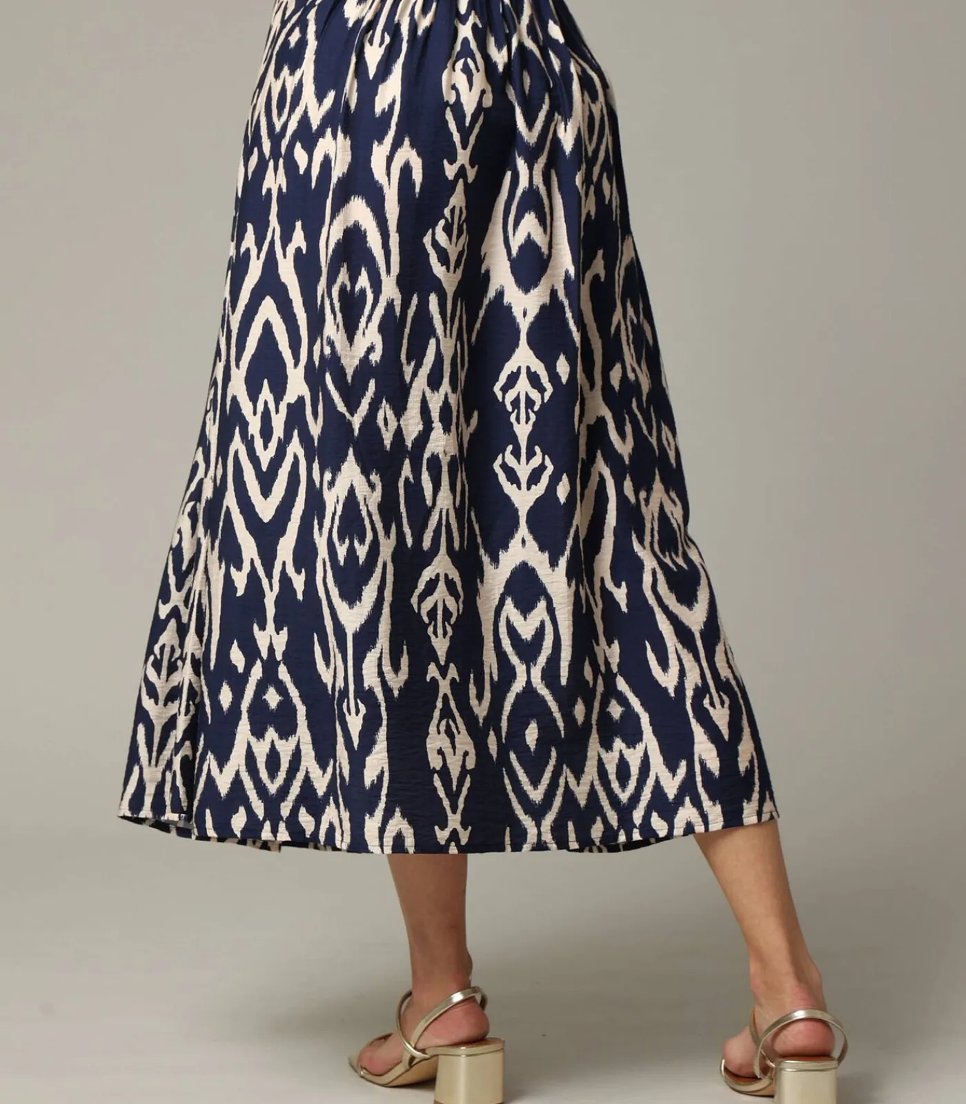 Deeluxe ILLIA - Midirok van viscose met etnische patronen en elastische taille navyBlue Sale