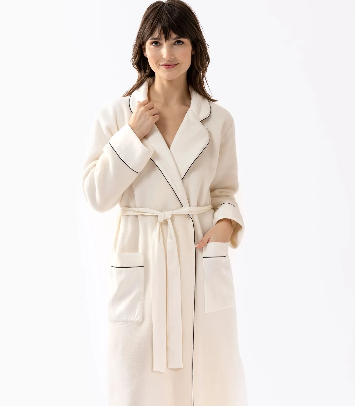 LE CHAT Jacquard badjas van microfleece en viscose GABRIELLE 660 white Clearance