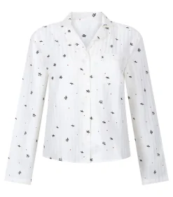 Hunkemöller Jacquard Pyjamashirt met Lange Mouwen white