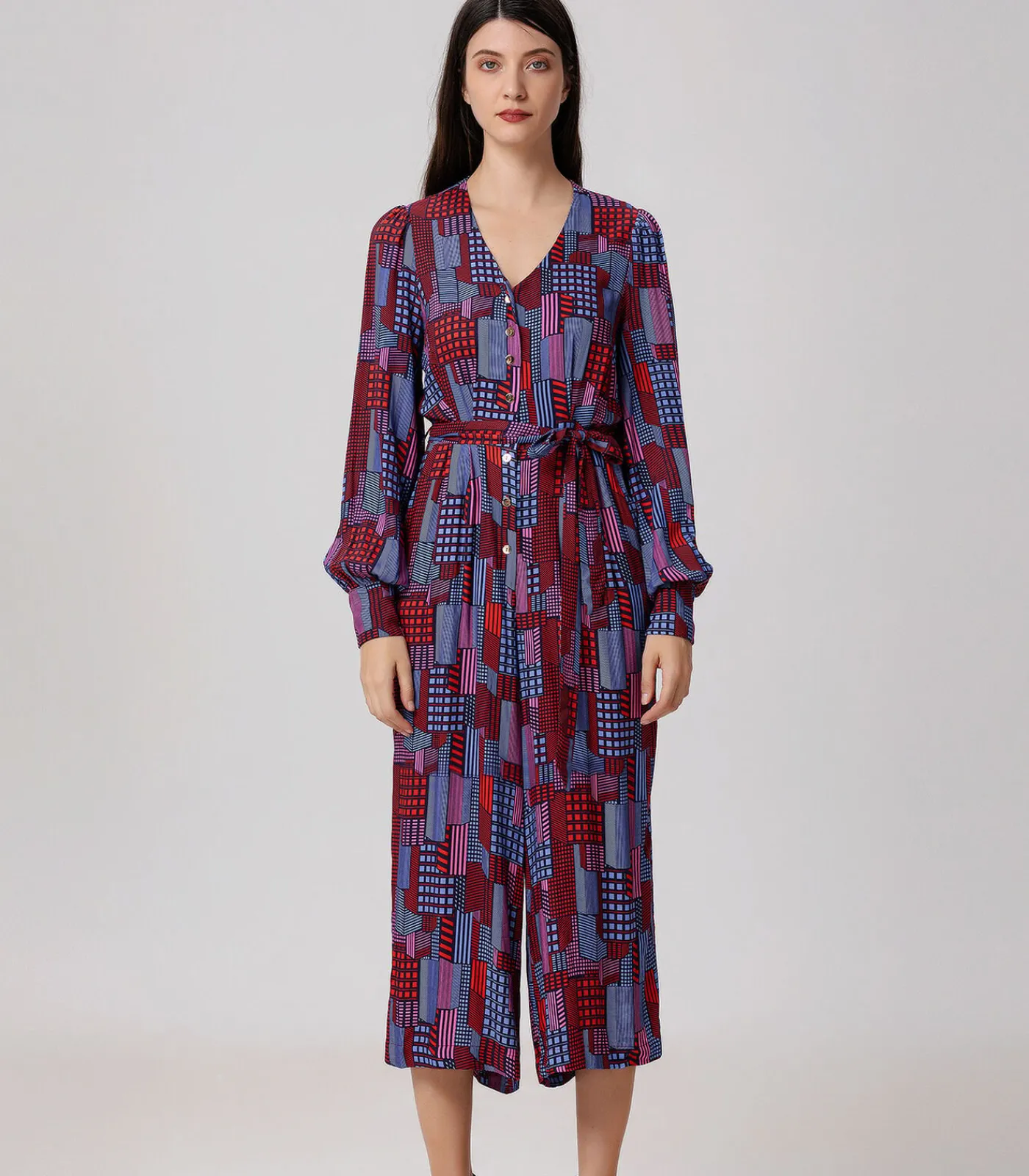 Smart & Joy Jumpsuit met grafische print en V-hals multicolor Sale