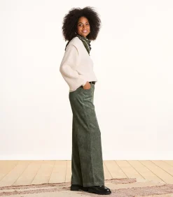 La Fée Maraboutée Kaki fluwelen broek met wijde pasvorm khaki