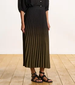 La Fée Maraboutée Kaki geplooide lange rok khaki Outlet