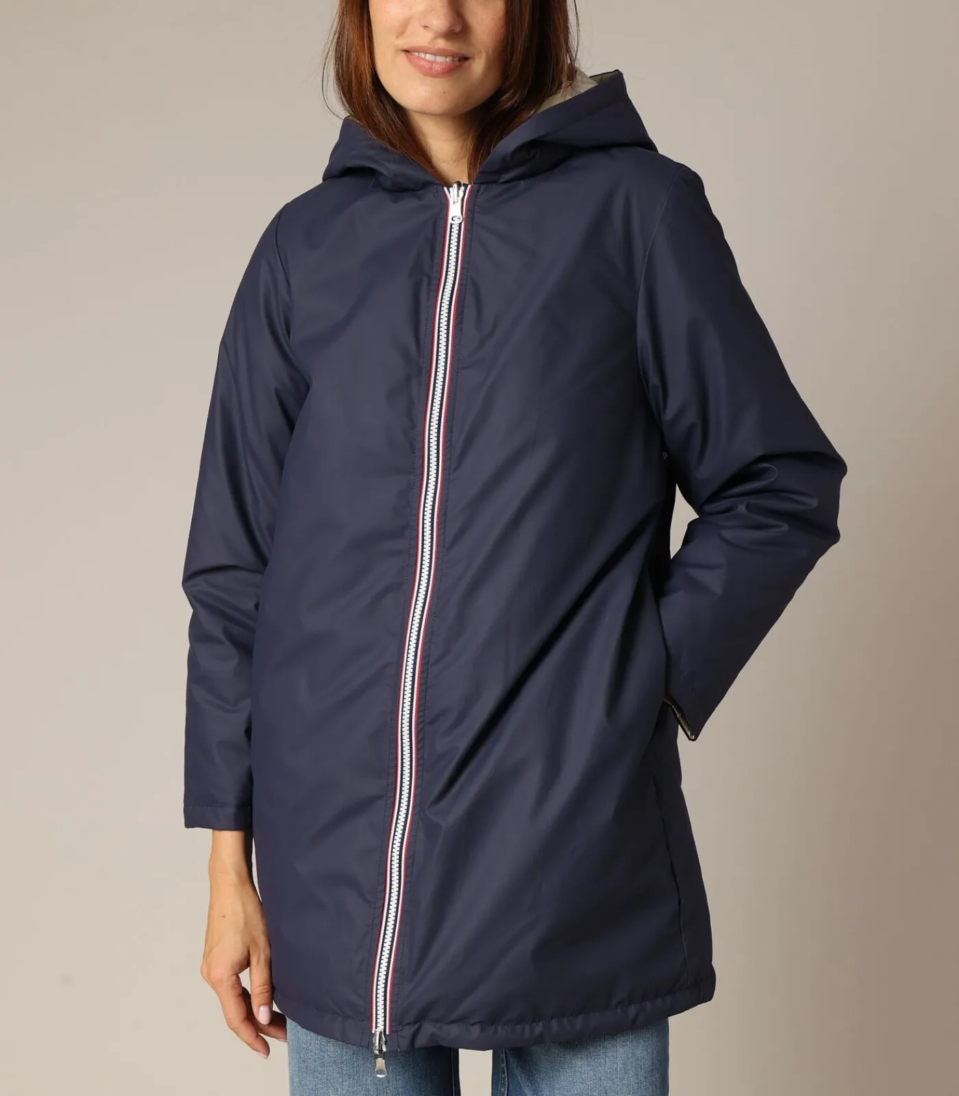 Deeluxe KALIVIA - Omkeerbaar jack met capuchon, rechte snit en glanzend materiaal navyBlue Online