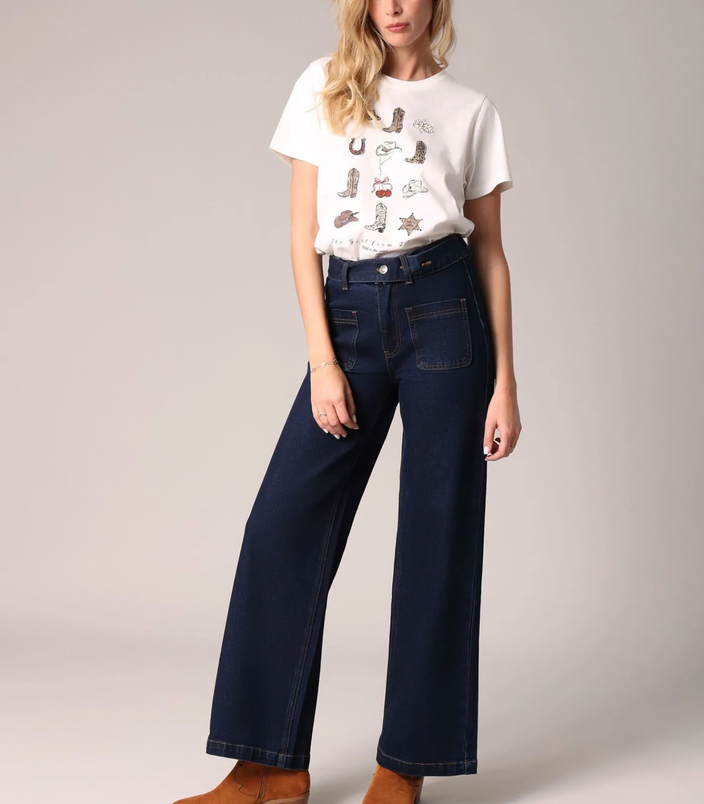Deeluxe KAMI - Bootcut jeans met hoge taille blue New