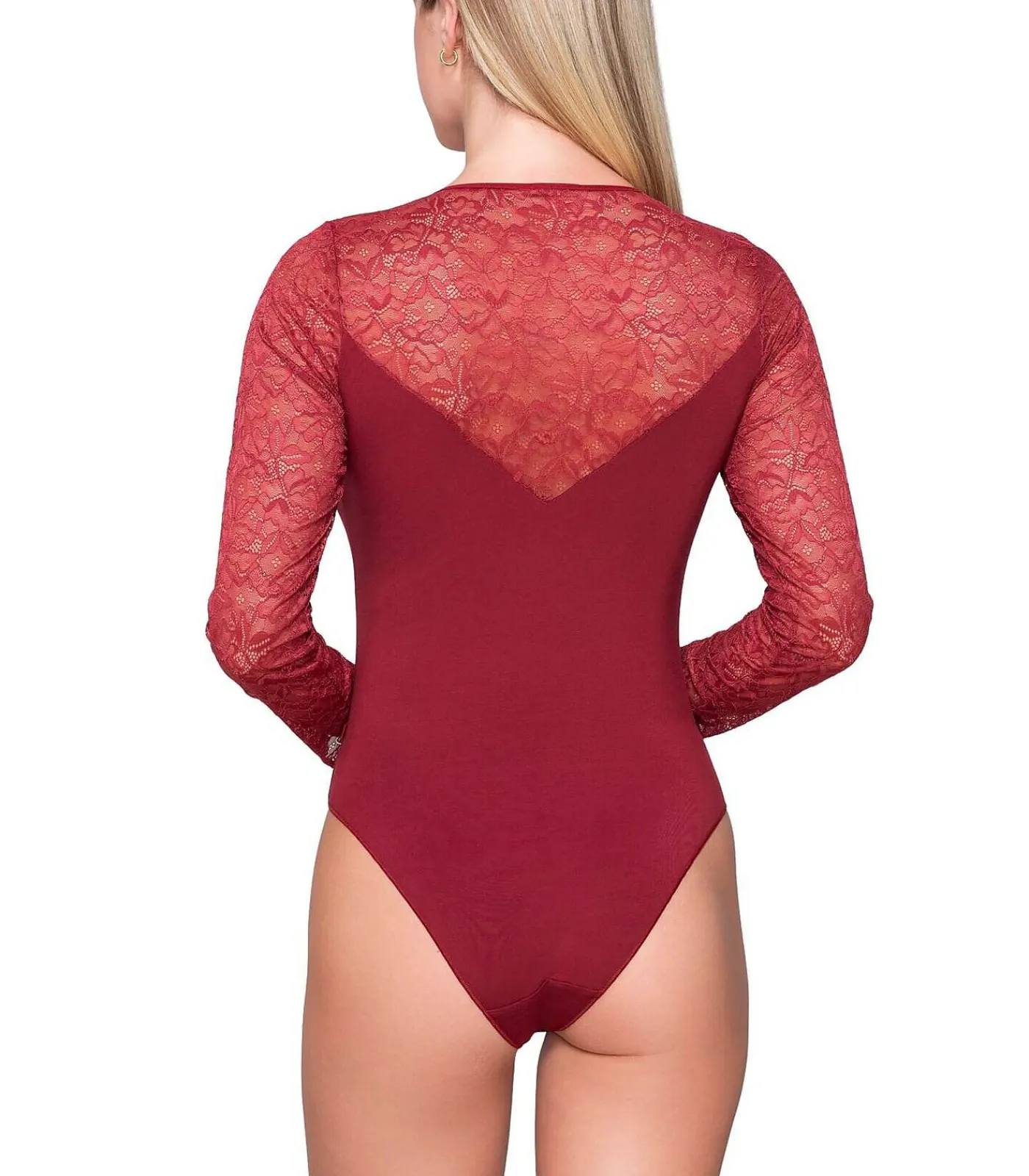 LUNA Kanten bodysuit met lange mouwen MICRO TOUCH LACE red Sale