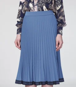 Smart & Joy Kanten geplooide rok blue Sale