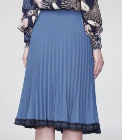 Smart & Joy Kanten geplooide rok blue Sale