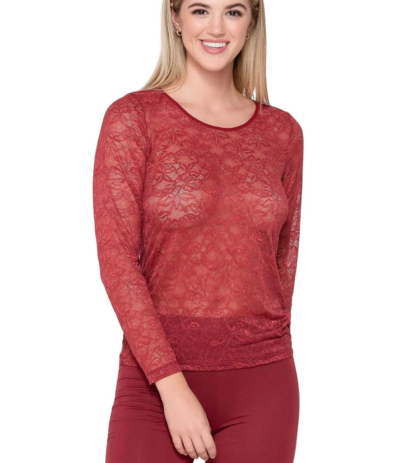 LUNA Kanten t-shirt-Hemd MICRO TOUCH LACE red Discount
