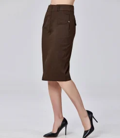 Smart & Joy Katoenen kokerrok brown Sale