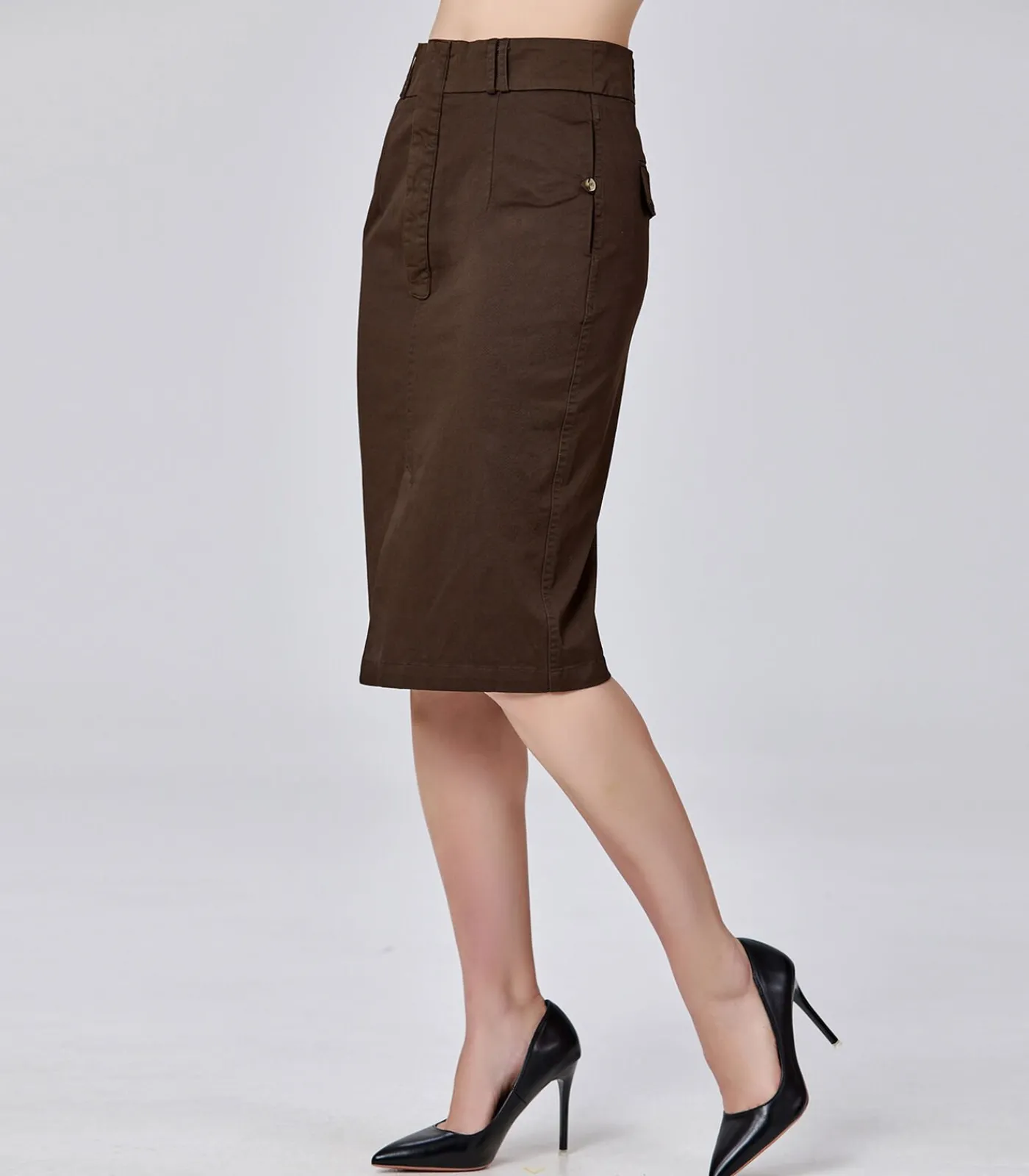 Smart & Joy Katoenen kokerrok brown Sale