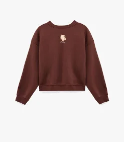 Koton Katoenen Sweatshirt Met Kattenborduursel Lang Ronde Hals brown Sale