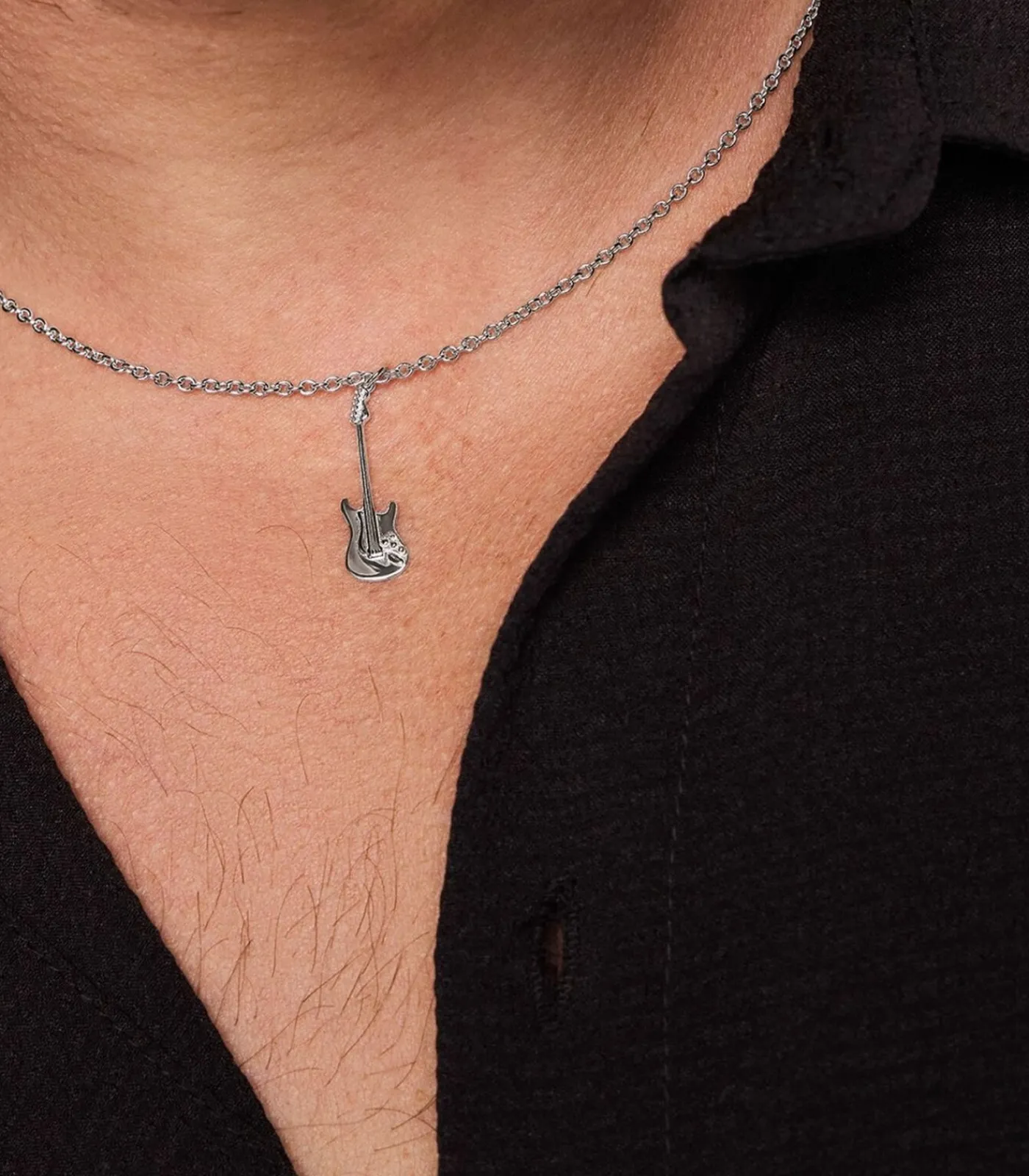 Amor Ketting met hanger voor dames en heren, unisex, 925 sterling zilver | gitaar silver Outlet