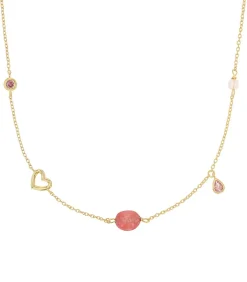 s.Oliver Ketting met hanger voor dames, 925 sterling zilver, zirkonia synth., chalcedoon | hartje gold