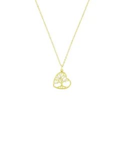 Amor Ketting met hanger voor dames, 925 Sterling zilver, zirkonia synth., edelsteen synth. | Levensboom gold